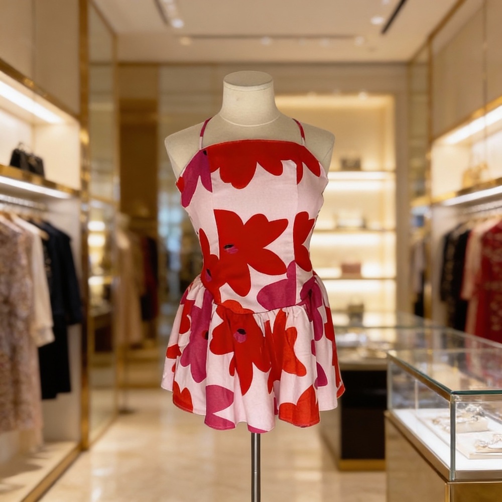Floral Red and Pink Dress